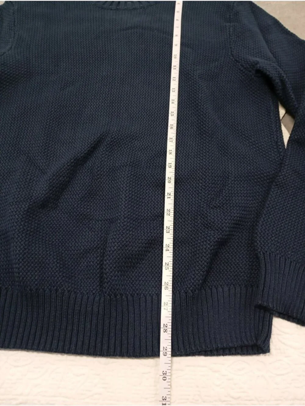 J. Crew Mens Navy Blue Cotton Crewneck Knit Sweater Size Medium Casual Layering
